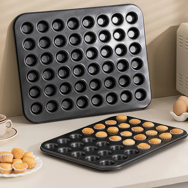 48 Holes Mini Round Muffin Cake Pan Cupcake Mold Non Stick Baking Dishes Carbon Steel Oven Trays Pastry Tool Kitchen Bakeware