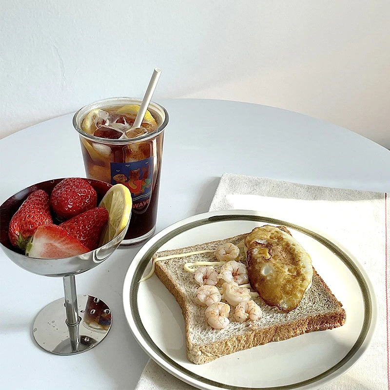 Stainless Steel Ice Cream Cup Salad Bowl Dessert Fruit Plate Snack Dish Home Kitchen Bar Tableware Summer Party Supplies