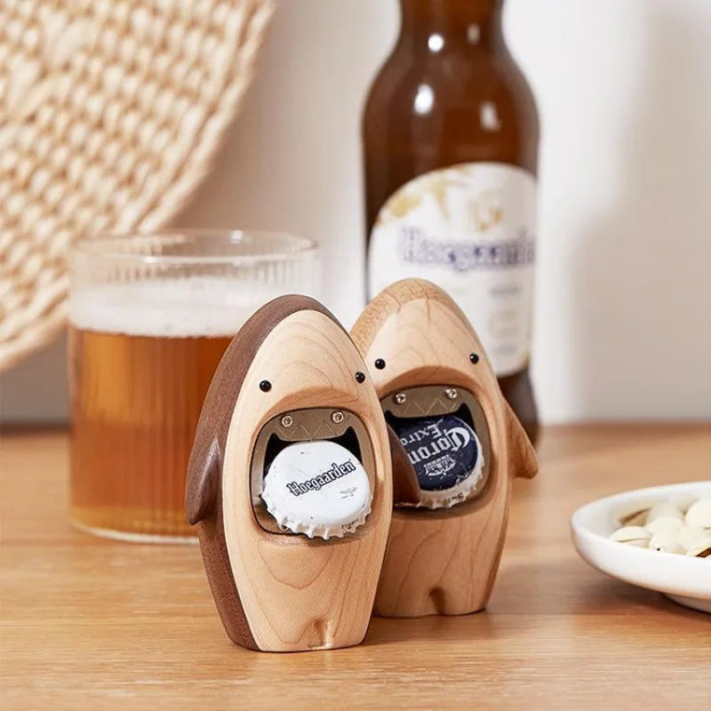 Creative Wooden Shark Bottle Opener Cute Beer Cap Remover Bar Tool Kitchen Gadget Home Decor Gift for Men